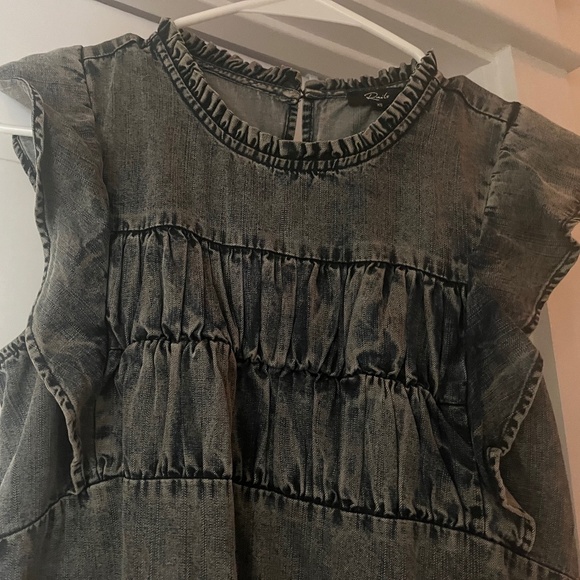 Rails Ruffle Denim Sleeveless Blouse - Picture 1 of 4